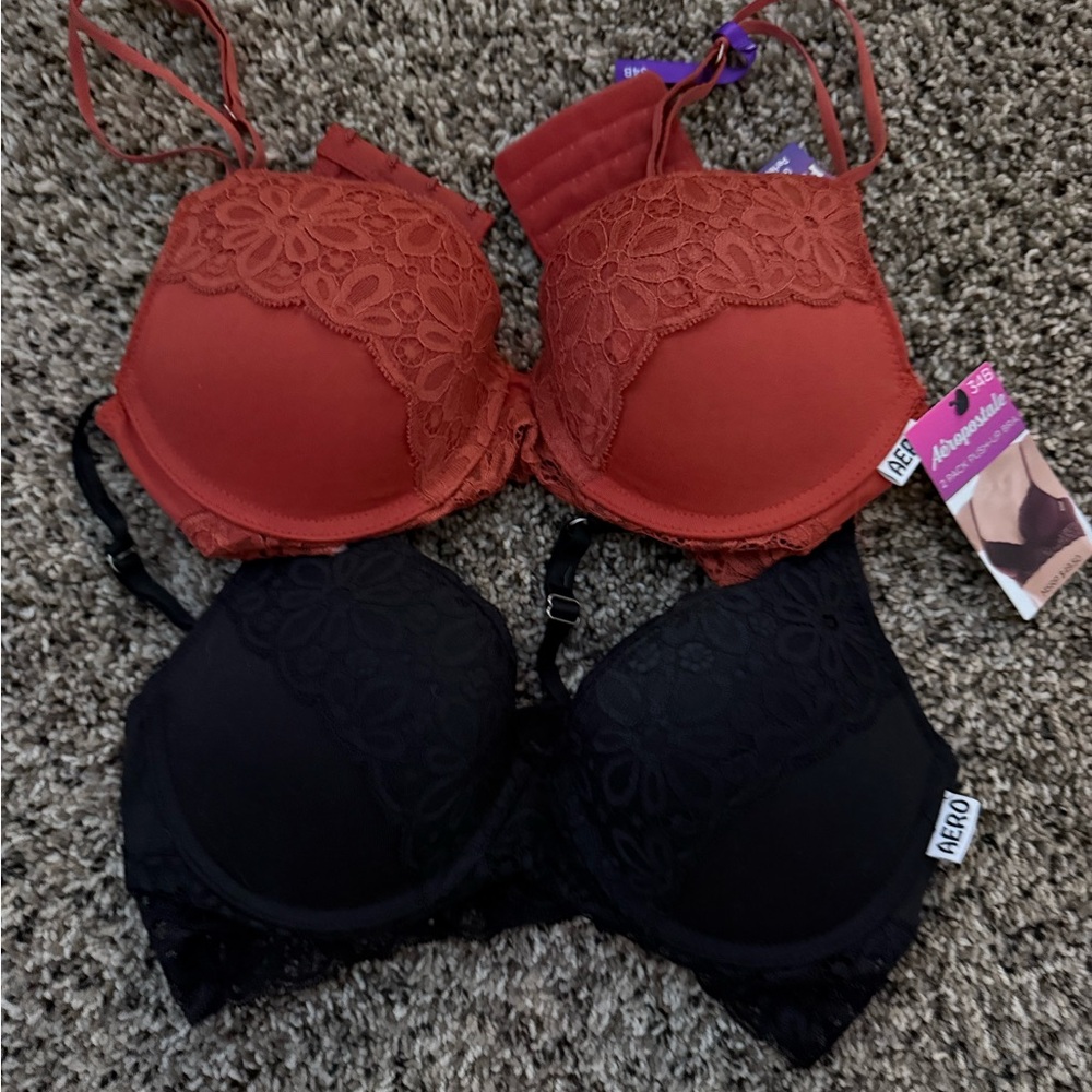 Aeropostale Red and Black Lace Push-Up Bras